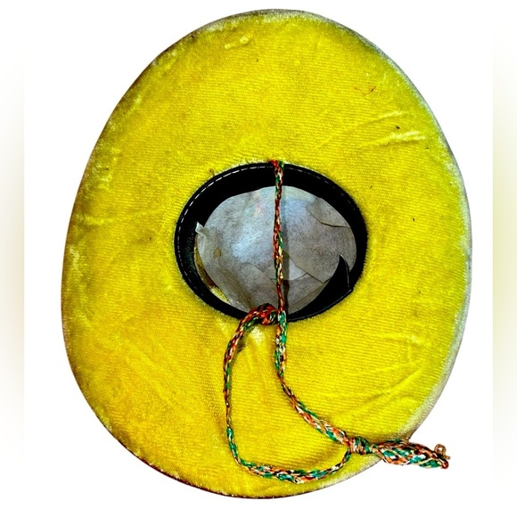 MEXICO MINI SOMBRERO MARIACHI HAT YELLOW VELVET w/  SEQUINS 9” Great for a dog - Picture 4 of 5